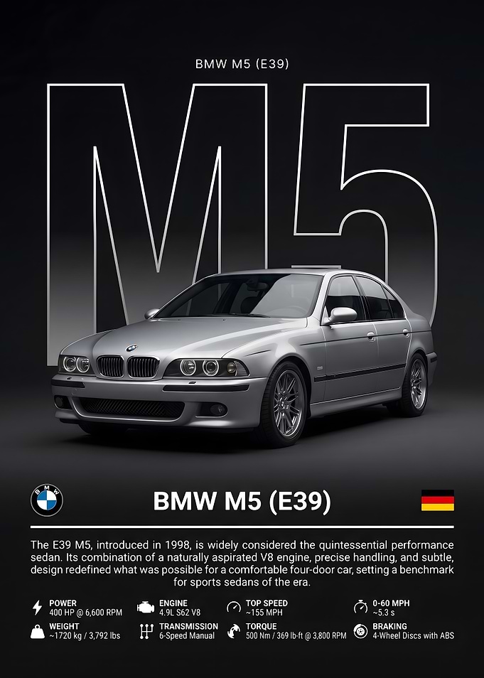 BMW M5 E39 Performance Sedan Poster