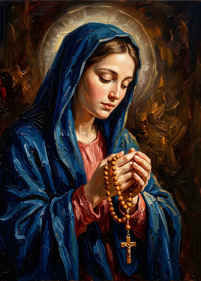 Oil Painting of Virgin Mary Praying