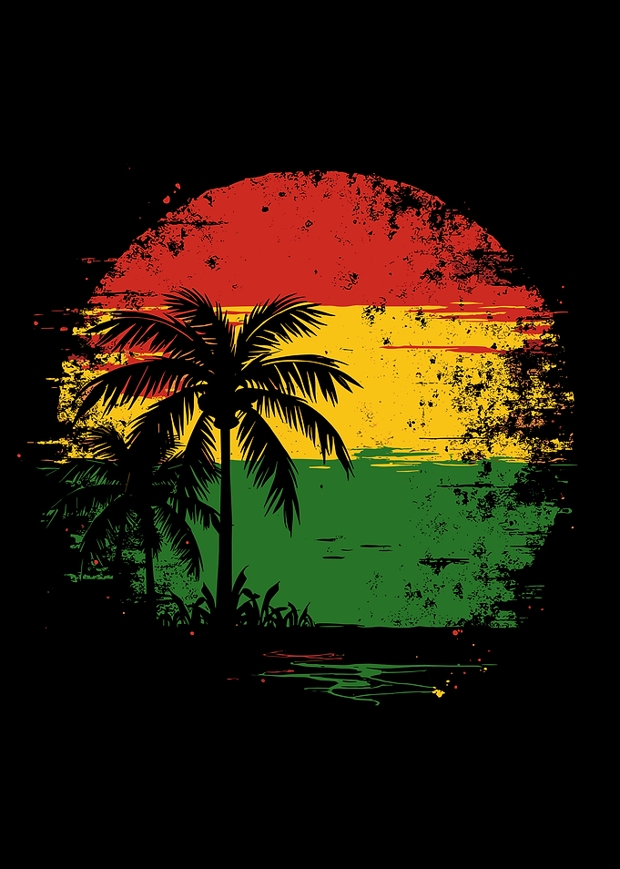 Reggae Style Palm Tree Vintage Sunset