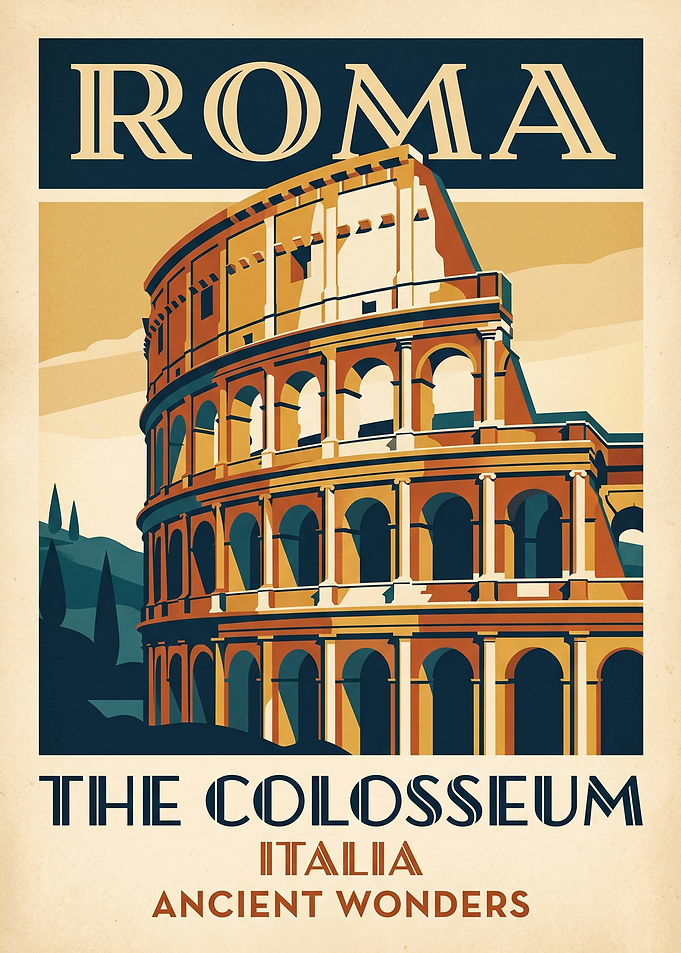 Vintage Travel Poster of Rome Colosseum