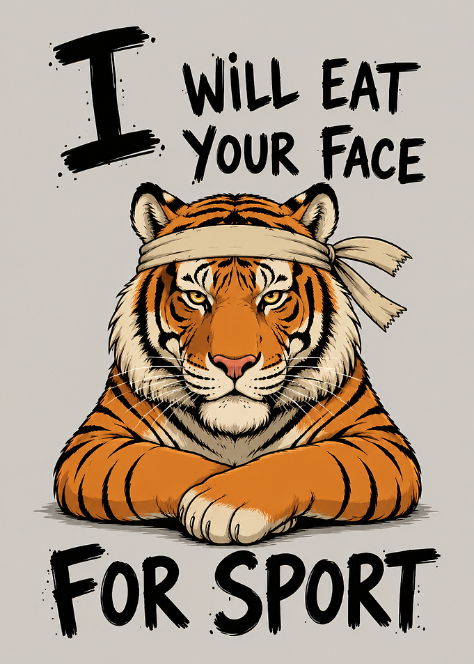 Tiger with Headband Funny Quote Art