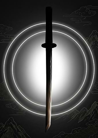 Minimalist Katana Silhouette with Halo