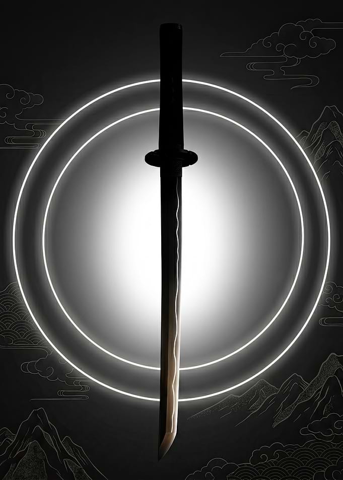 Minimalist Katana Silhouette with Halo