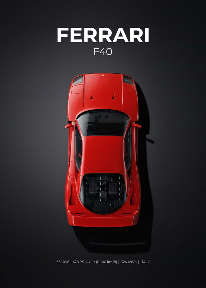 Ferrari F40 Minimalist Car Poster