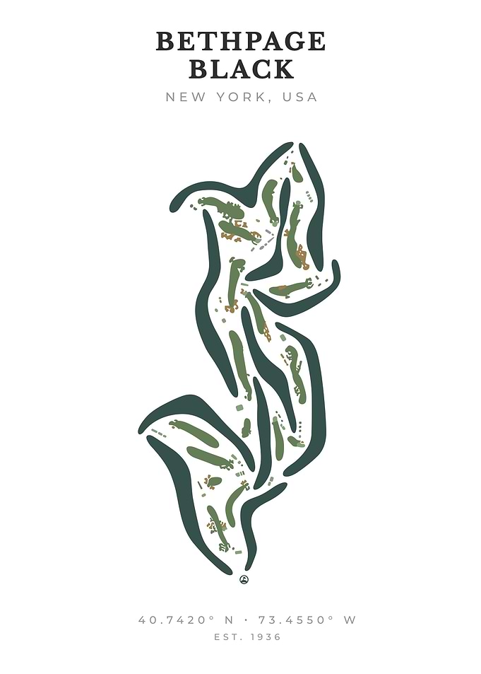 Bethpage Black Golf Minimalist Course Map