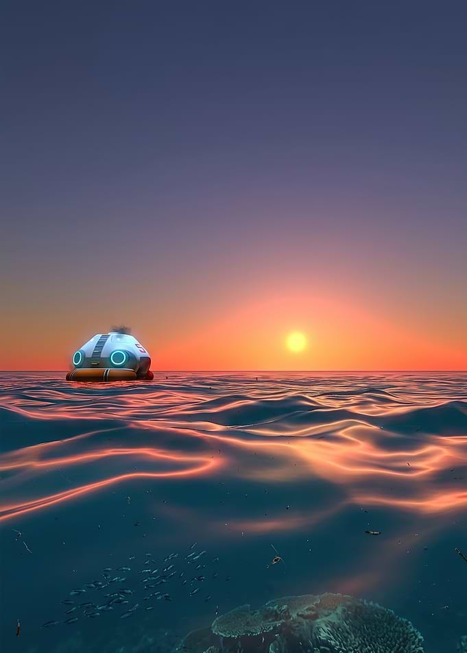Subnautica Life Pod at Sunset