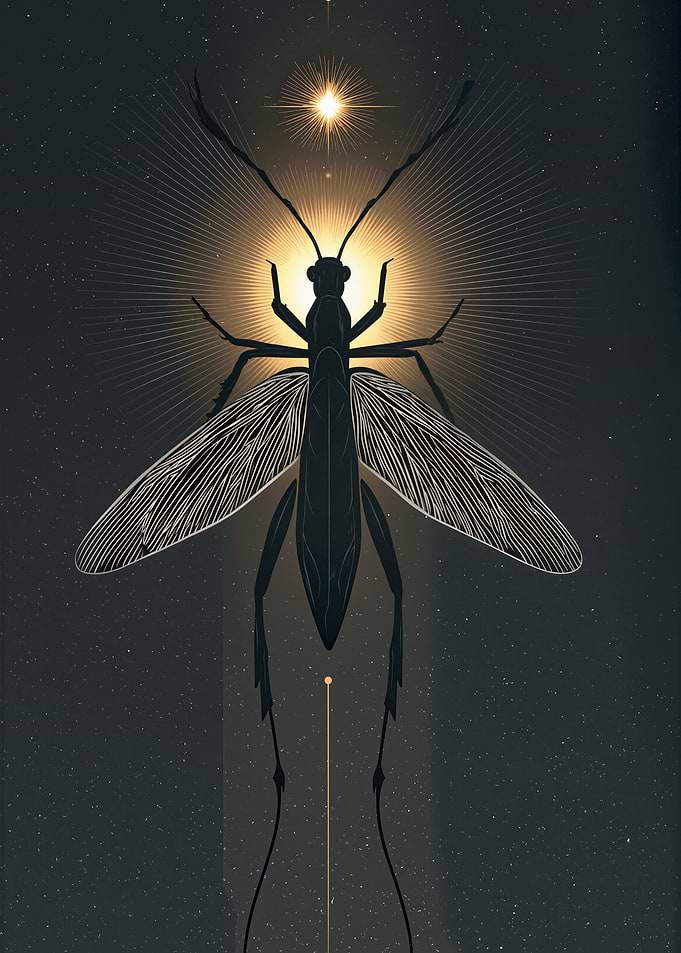 Celestial Insect Silhouette Art