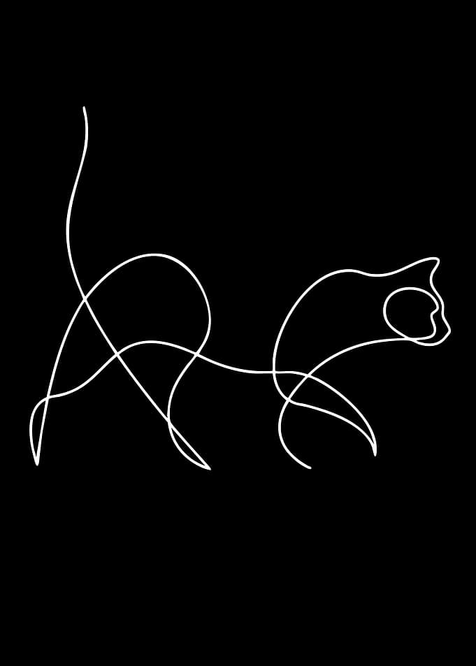 Minimalist One-Line Cat Drawing