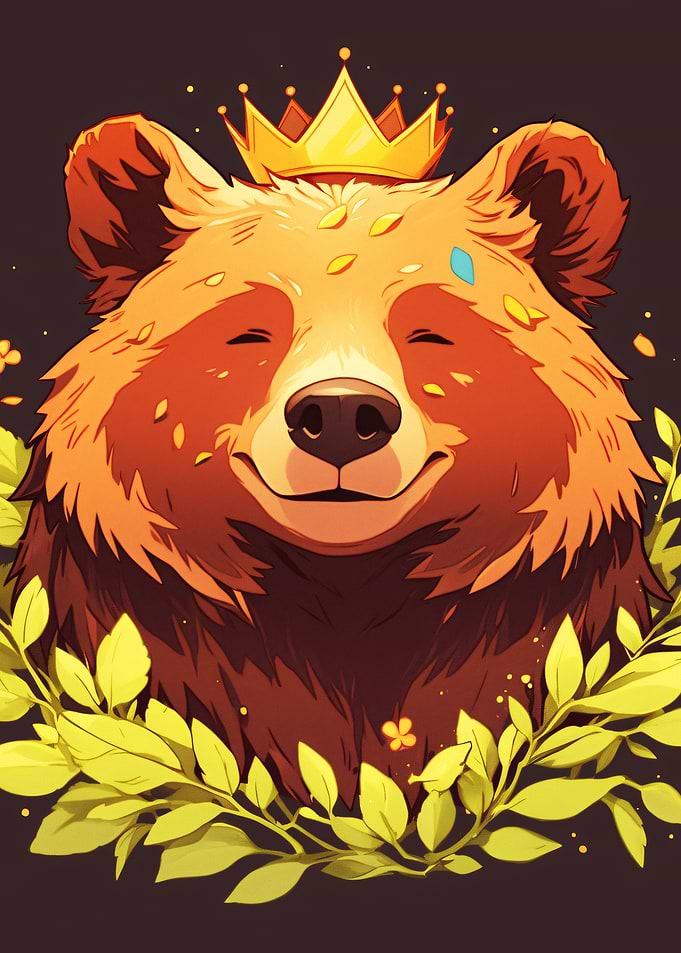 Smiling Bear King with Golden Crown