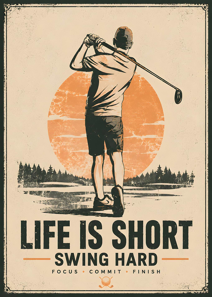 Life Is Short Swing Hard Golf Poster