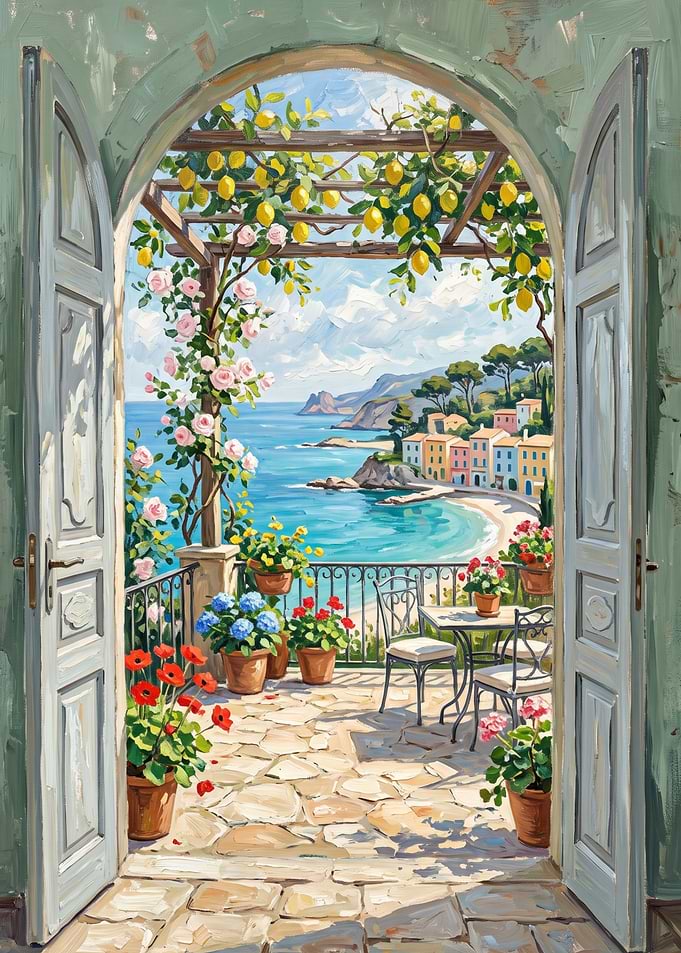 Mediterranean Terrace View with Lemons