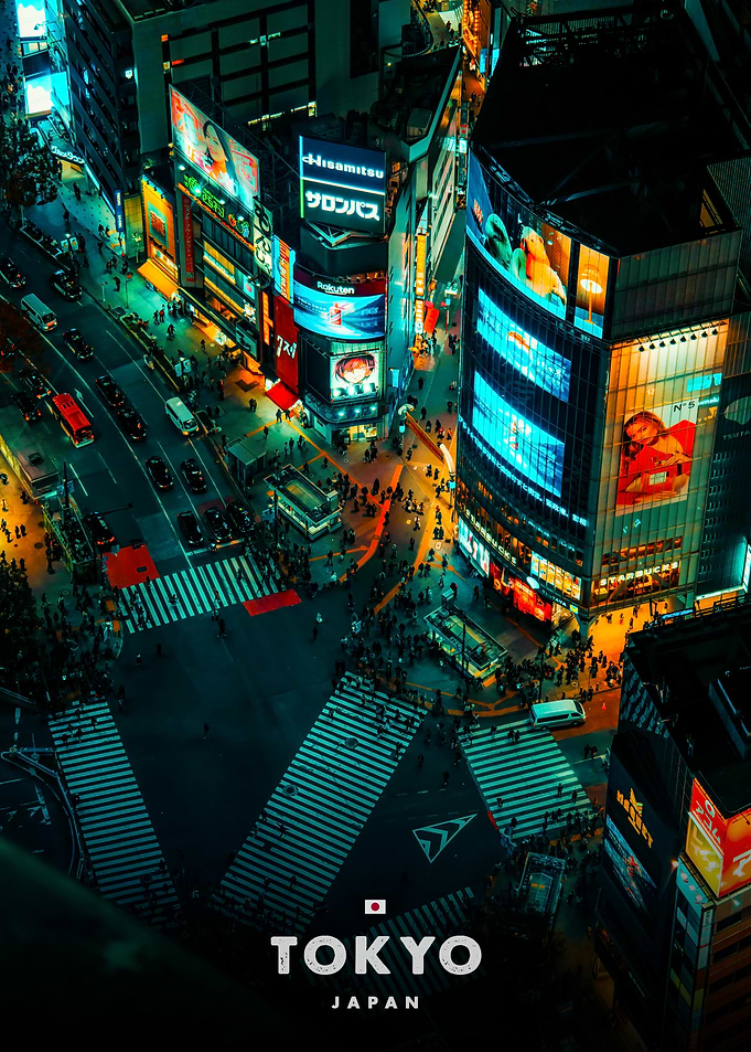 Aerial View of Shibuya Crossing Tokyo