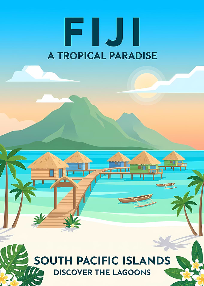 Fiji Tropical Paradise Travel Poster