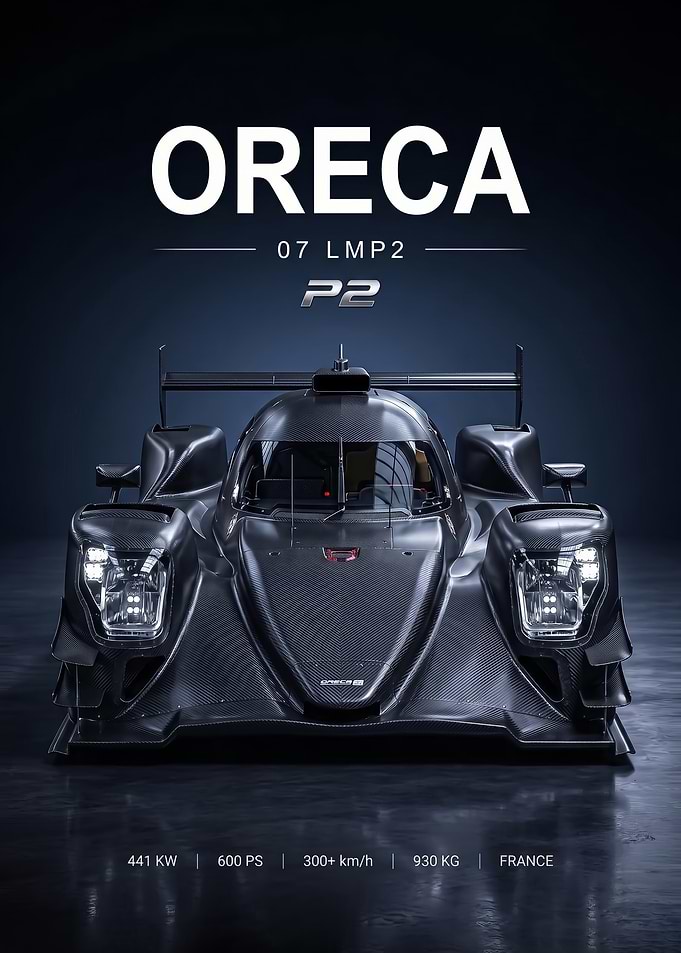 sleek Oreca 07 LMP2 Race Car Poster