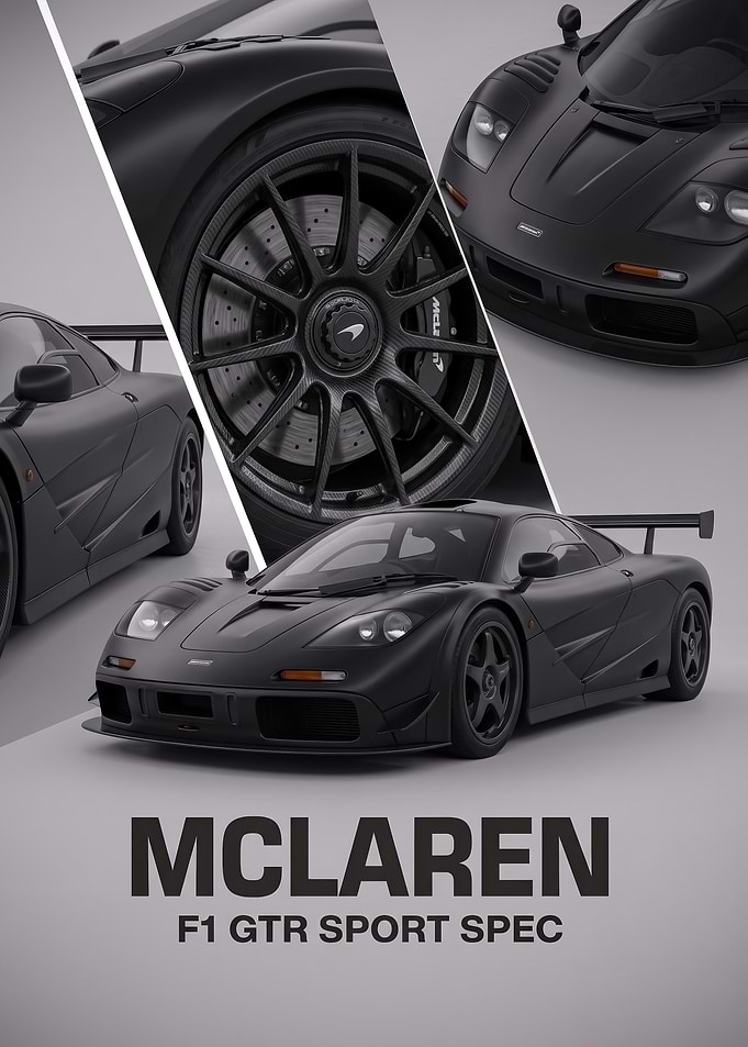 black art McLaren F1 GTR Sport car Poster