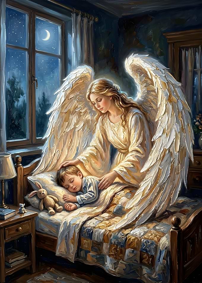 Guardian Angel Watching Over Sleeping Child