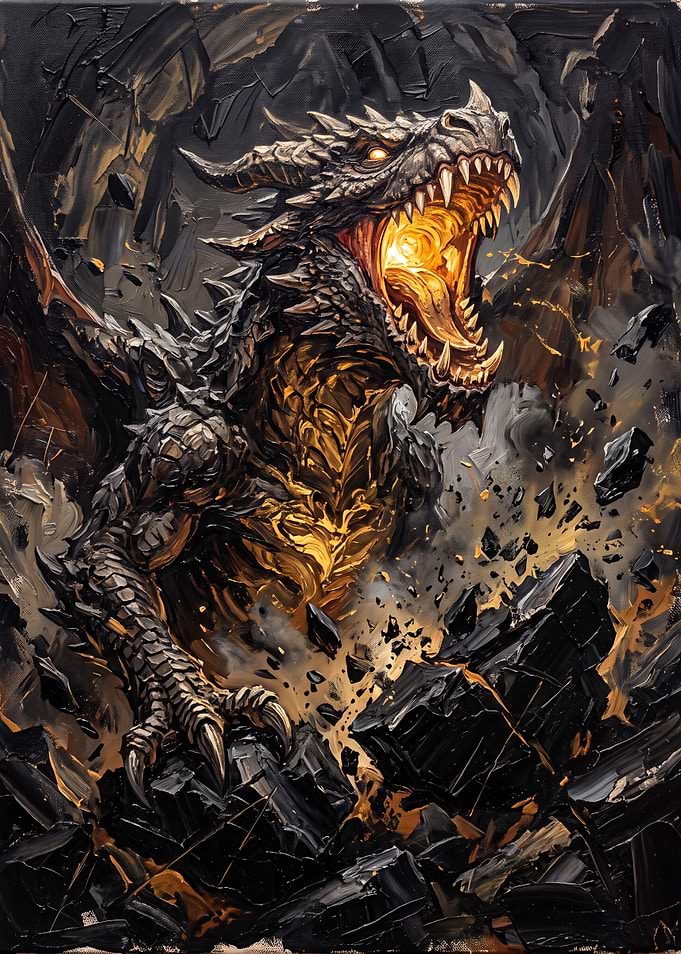 Fierce Black Dragon Roaring