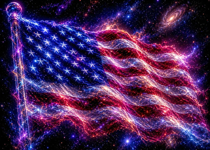 Cosmic American Flag in Space