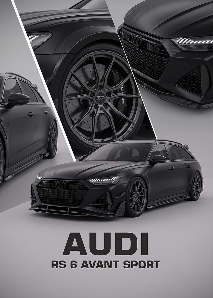 black art RS 6 Avant Sport car Poster