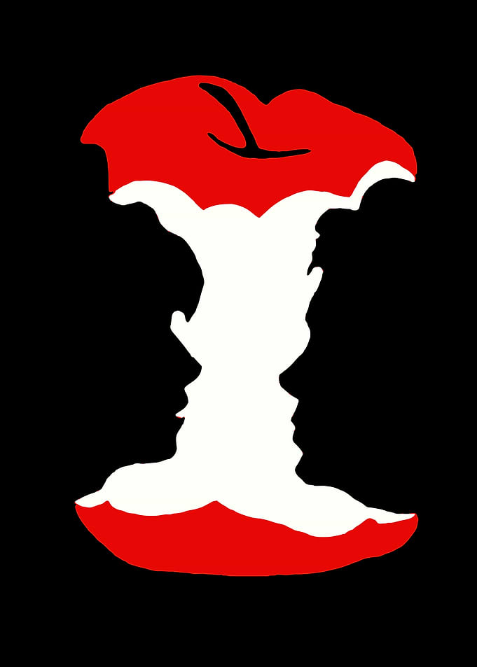 Optical Illusion Apple Core Silhouette