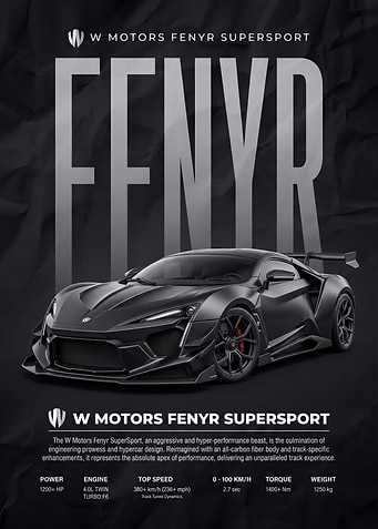 black W Motors Fenyr SuperSport car Poster