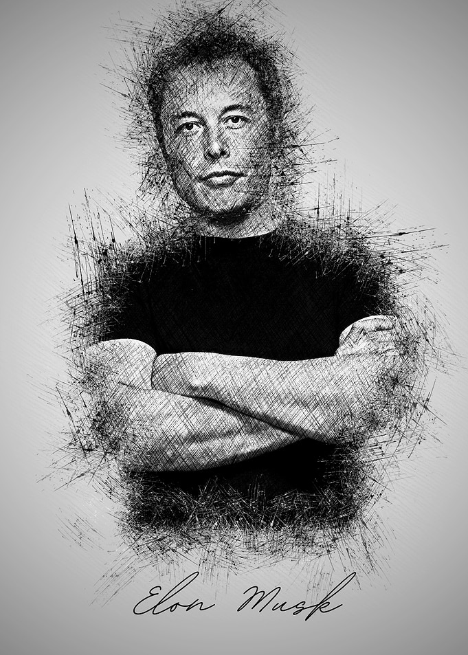 Elon Musk Sketch Portrait