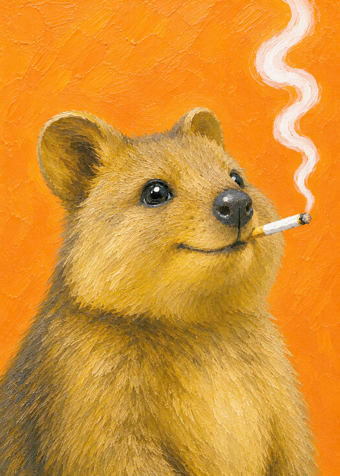 Quokka Smoking a Cigarette Painting