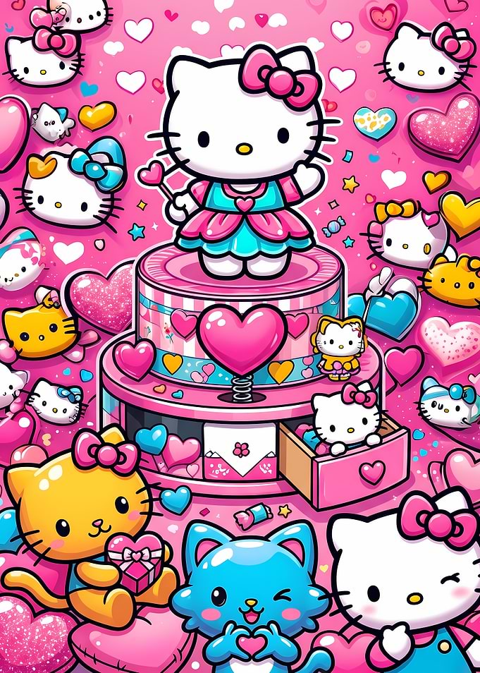 Hello Kitty Hearts and Friends Collage