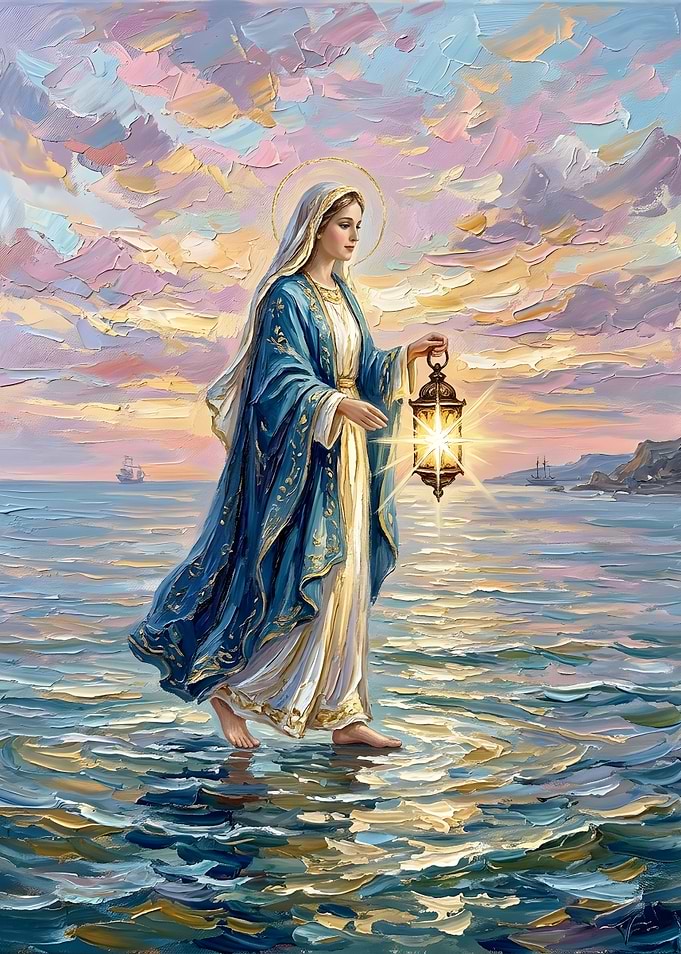 Virgin Mary Walking on Water