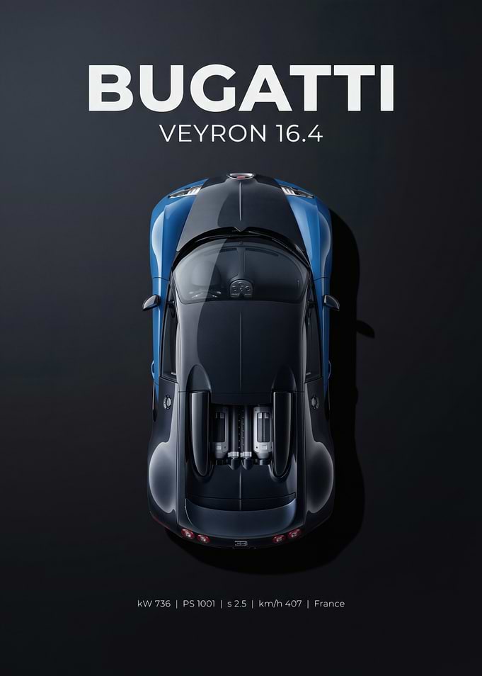 Bugatti Veyron 16.4 Top View Poster