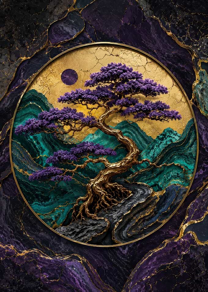 Golden Bonsai with Purple Foliage