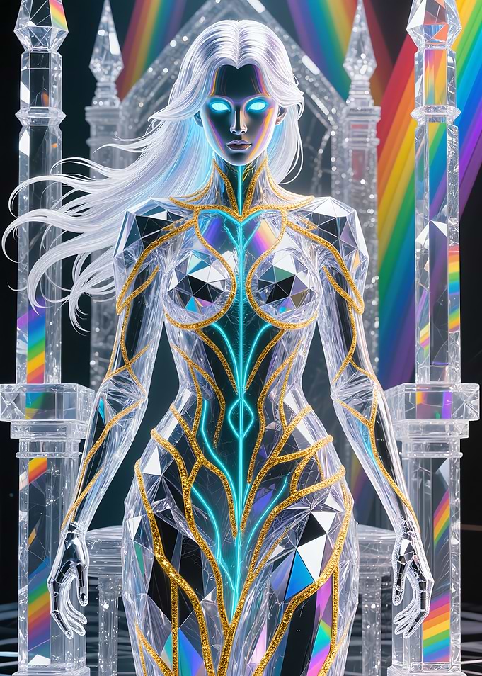 Crystalline Goddess with Rainbow Aura
