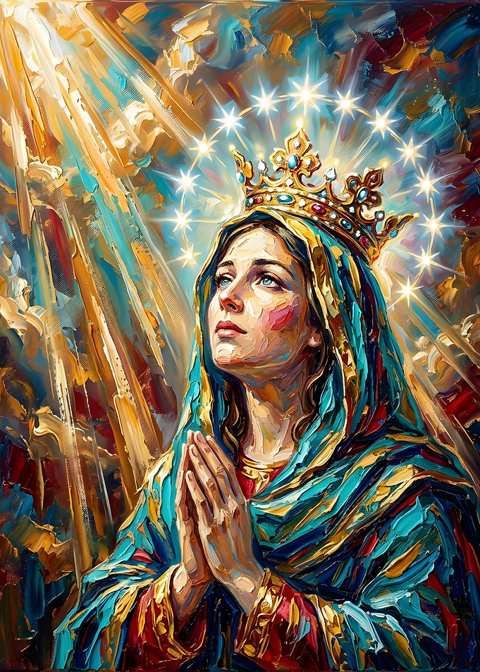 Oil Painting of Virgin Mary Praying