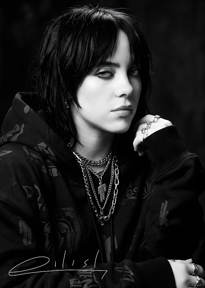 Billie Eilish Portrait in Black and White