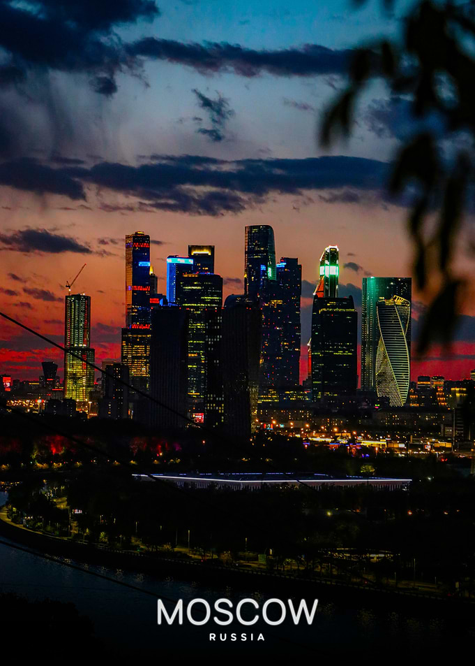 Moscow City Skyline at Sunset