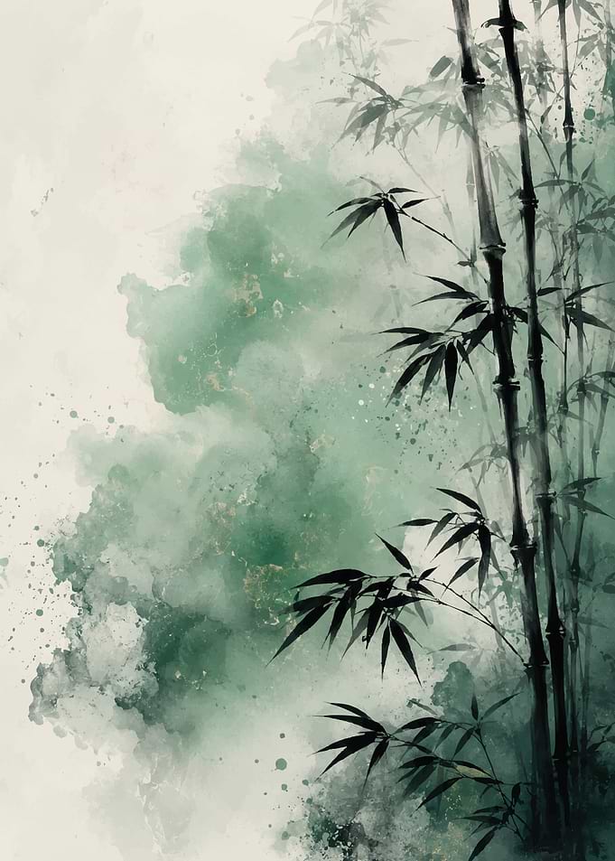 Watercolor Bamboo Forest Art