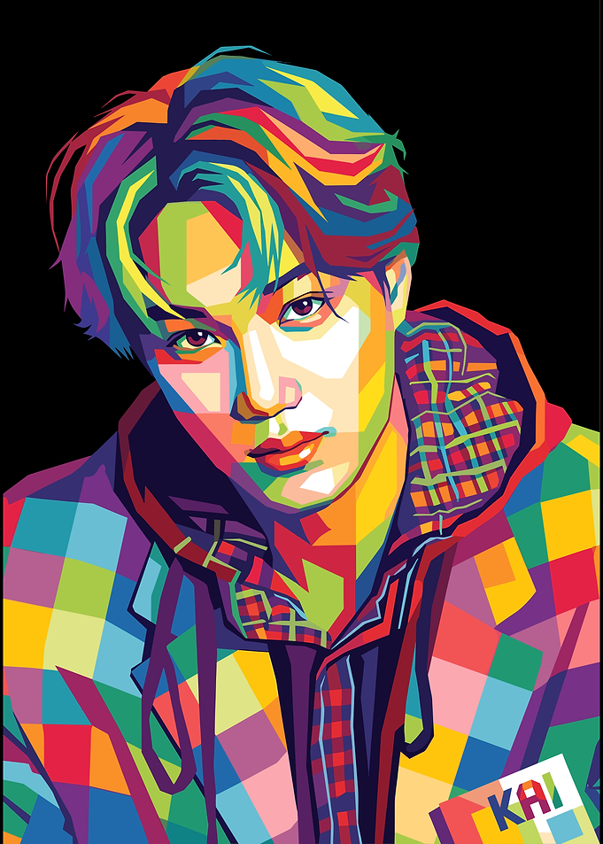 Colorful Pop Art Portrait of Kai EXO