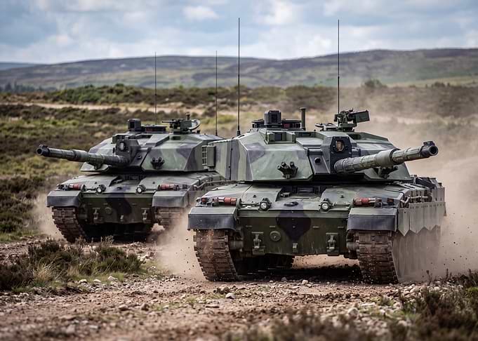 Challenger 2 Tanks in Field Maneuvers