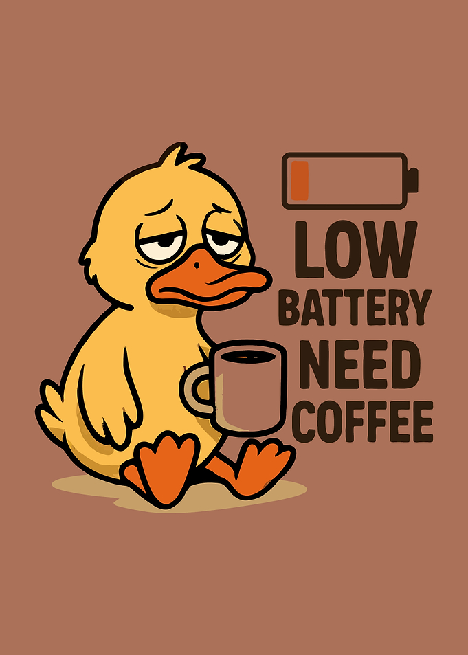 Tired Duck Needs Coffee