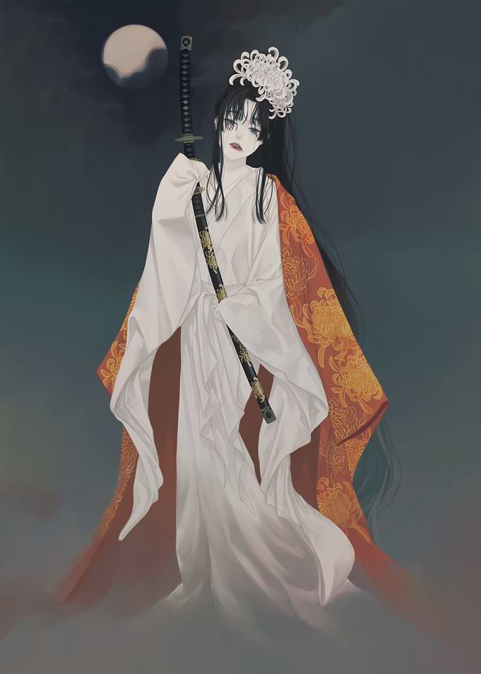 Elegant Samurai Woman with Katana