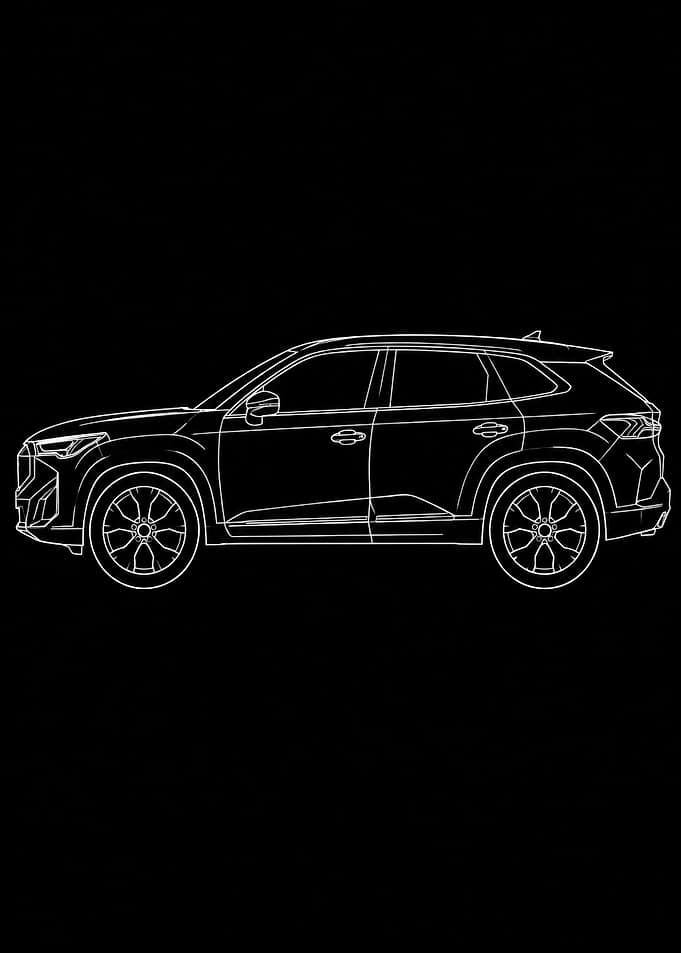 Minimalist SUV Line Art Illustration
