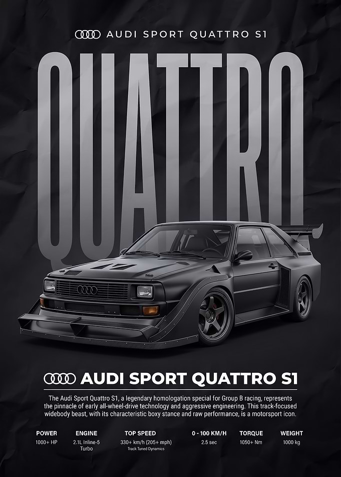 black art Sport Quattro S1 race car Poster