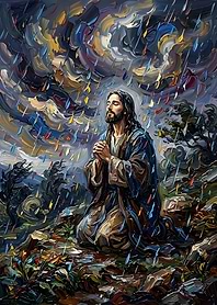 Jesus Praying in the Rain