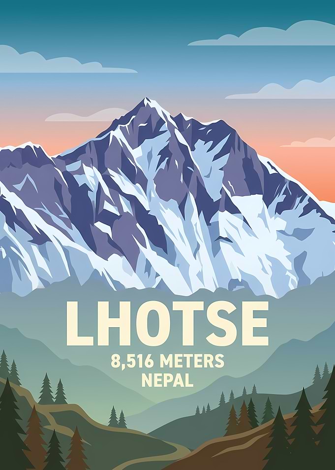 Lhotse Mountain Travel Poster