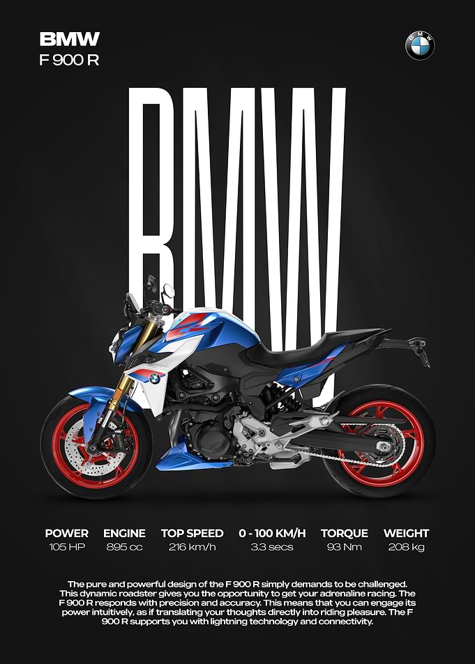 BMW F 900 R Motorcycle Poster
