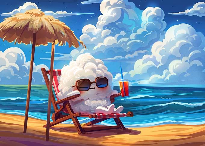 Cute Cloud Relaxing on Beach