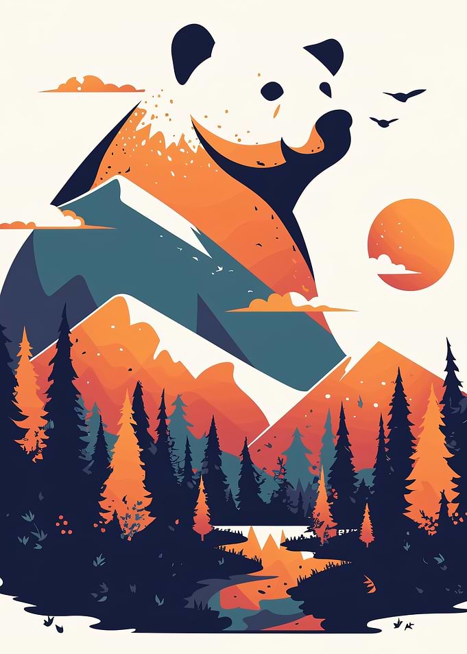 Bear Mountain Landscape Illustration
