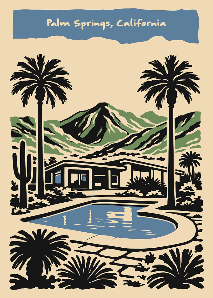 Palm Springs California Mid-Century Poster