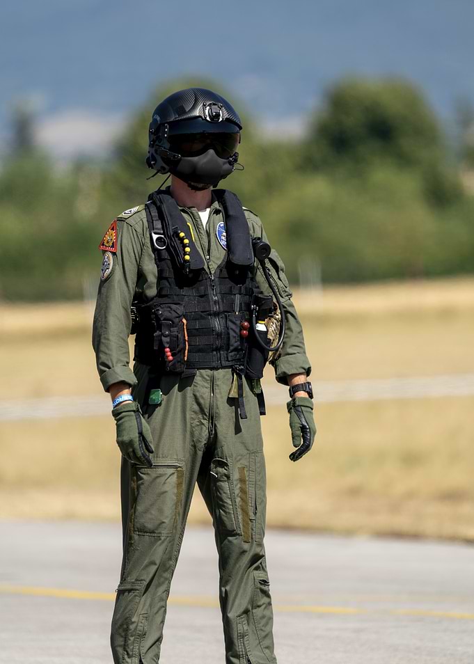 Military Fighter Pilot in Flight Gear