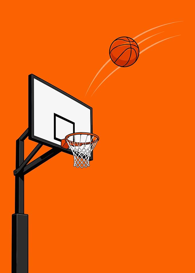 Basketball Hoop and Ball Illustration